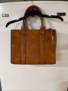 Tan Leather Briefcase Tote - Classic Professional Bag